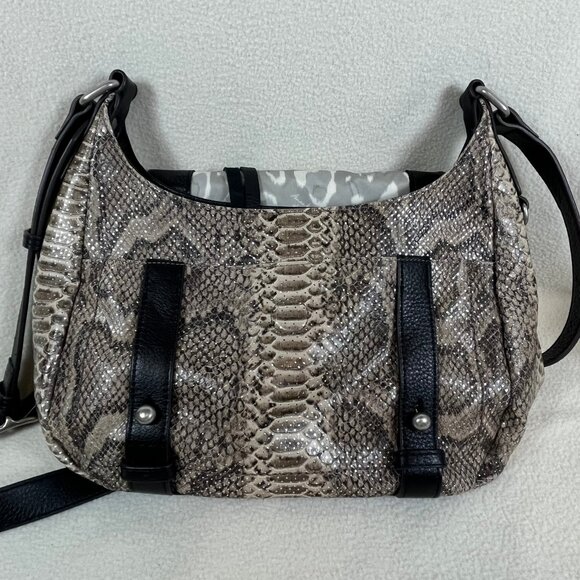 Aimee Kestenberg Nubuck Leather Snake Pattern Crossbody Bag Made with Love - Picture 2 of 11